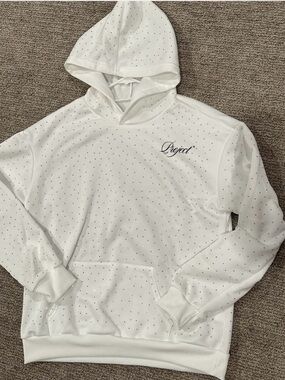 Y/Project White Crewneck Hoodie with Micro Dot Print